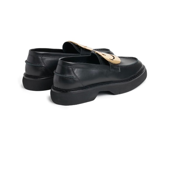 BNIB Smiley X Joshua Sanders Black Leather Loafer with Gold Smiley Size 9 - Picture 7 of 8